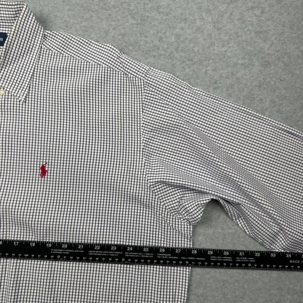 Lot of 4 Polo Ralph Lauren Mens Shirts XL Gingham Tattersall Blue White stained